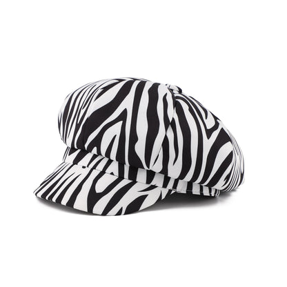 Newsboy Caps Women Leopard Zebra Print Beret Hat Spring Summer Vintage Ladies Cosplay Fashion Retro Hip Hop Casual Painter Cap