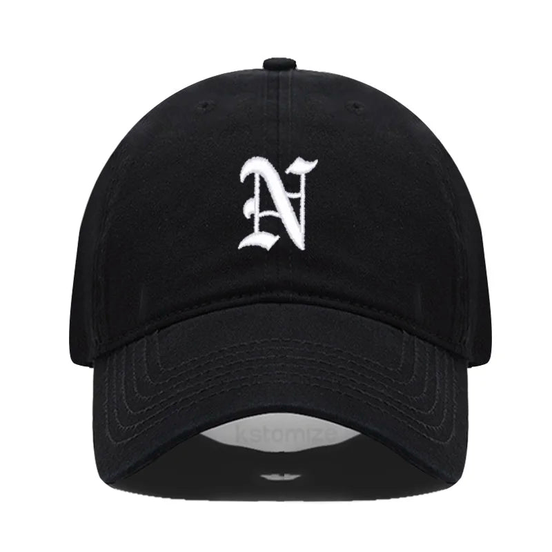 Old English Letter A-Z Embroider Baseball Cap For Men Womne High Quality Soft Cotton Fashion Team Sport Visors Snapback Caps
