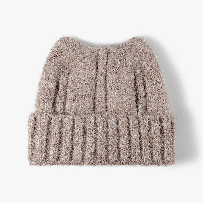 New Cool Autumn Winter Women Thick Wool Cute Beanie Hat Cat Ear High Quality Outdoor Warm Knitted Beanie Cap Hat For Women