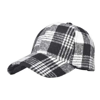 Fall Winter Hat Men's Spring Summer Outdoor Sunscreen Visor Classic Checkered Baseball Cap Hard Top Women's Cap Warm Peaked Cap