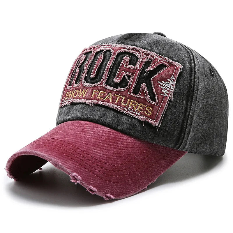 Korean Washed Letter Denim Baseball Cap Distressed Adjustable Unisex Sun Hat