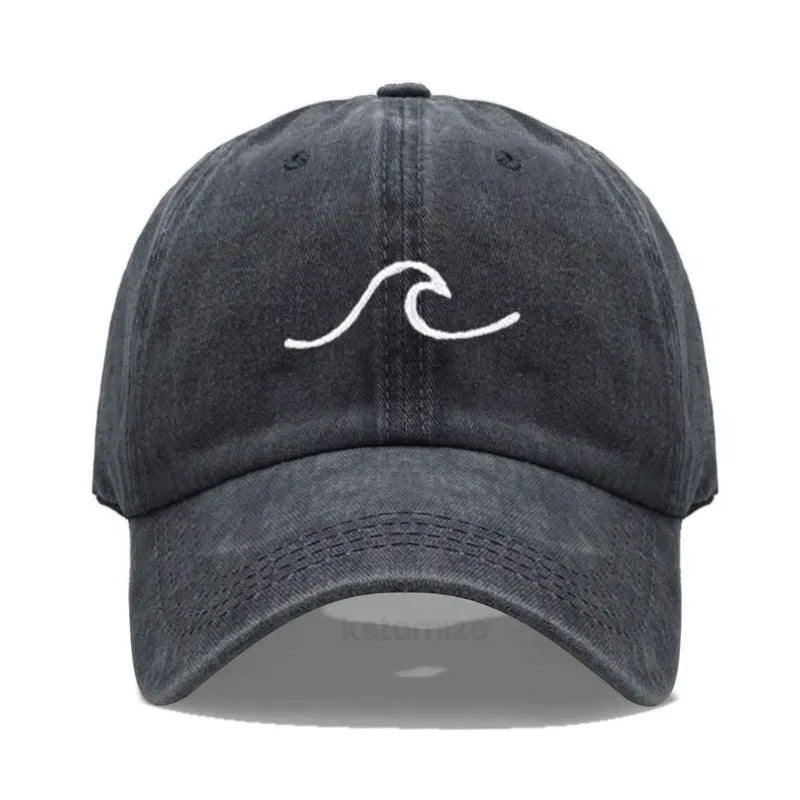 Men's Baseball Cap Women's Washed Cotton Waves Embroidery Embroidery Dad Hat Sport Golf Caps For Man Sun Hats Dropshipping