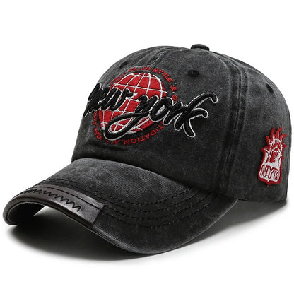 Vintage New York Embroidered Baseball Cap Soft Washed Dad Hat Letter Embroidery Washed Vintage Duckbill Cap