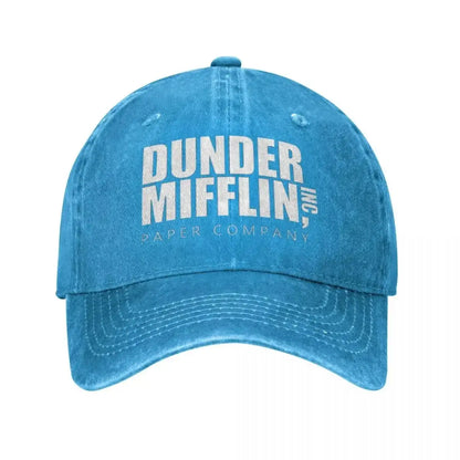 Classic Dunder Mifflin Logo Baseball Caps Men Women Distressed Denim Washed Sun Cap The Office Travel Adjustable Hats Cap