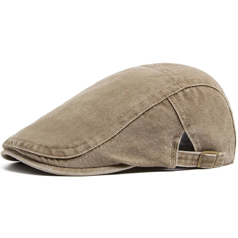 Unisex Vintage Cotton Beret – Flat Visor Newsboy Cap, Adjustable Summer Sun Hat
