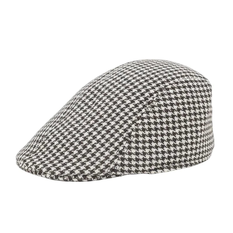 Fall Winter Men Beret Pu Plaid Peaked Forward Cap for The Middle Elderly Men Dad Grandpa Thick Ear Protection Military Hat Beret
