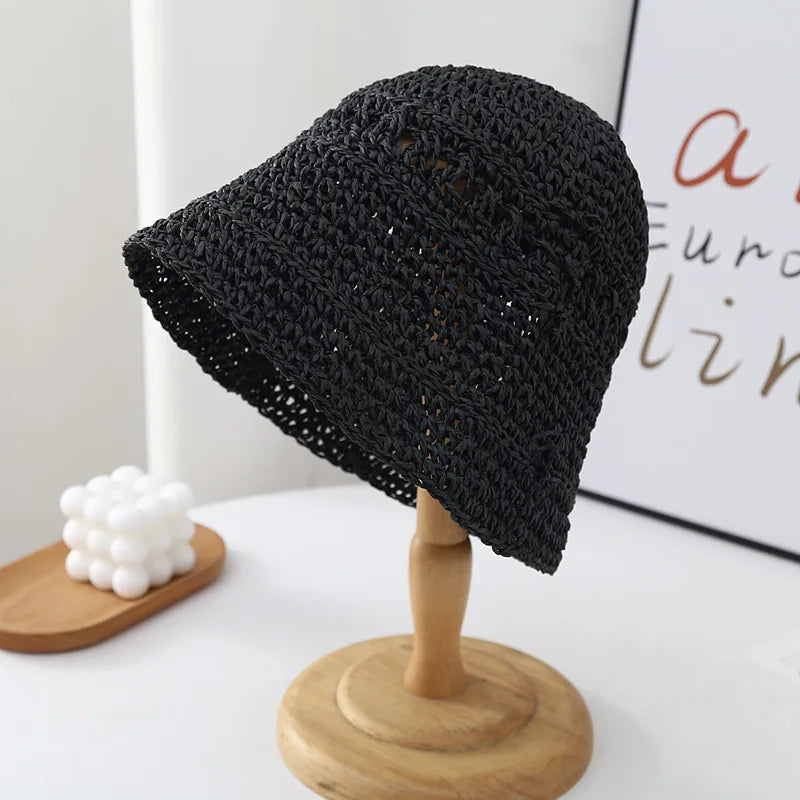 Summer Japanese Bucket Hat Korean style Small Brim Straw Hat Versatile Japanese Woven Bucket Hats Beach Sunscreen Hat Women
