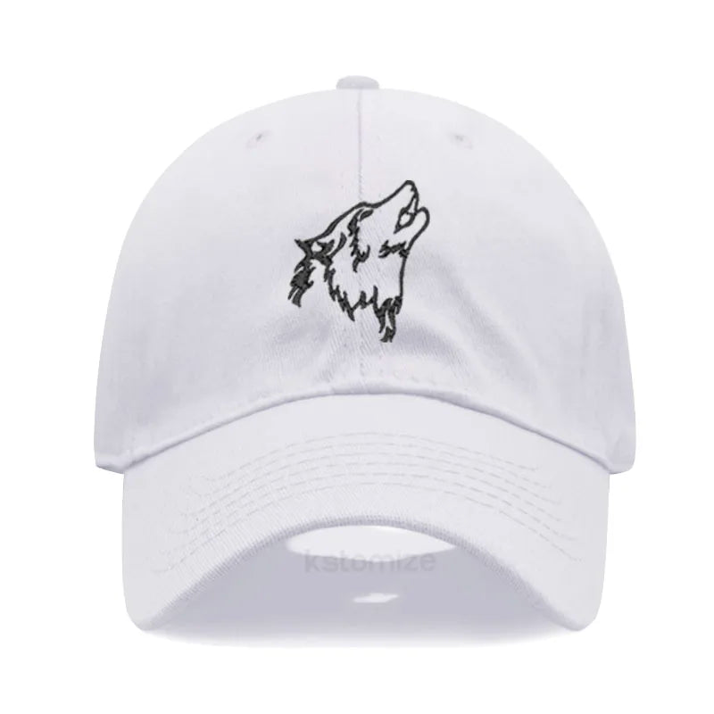 Women's Baseball Cap Men's Washed Cotton Wolf Howl Embroidery Embroidery Dad Hat Sport Golf Caps For Man Sun Hats Dropshipping