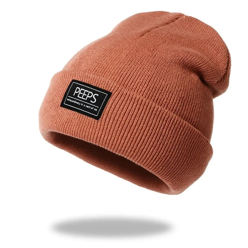 New Women Men Knitted Beanie Hat Cap Autumn Winter Male Lady Casual Embroidered Boy Girl Cap Hat For Women Men