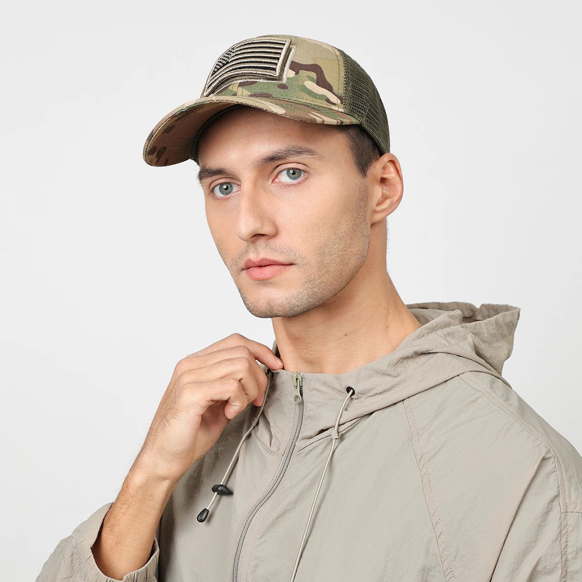 Unisex American Logo Embroidered Mesh Baseball Cap Adjustable Velcro Outdoor Hat
