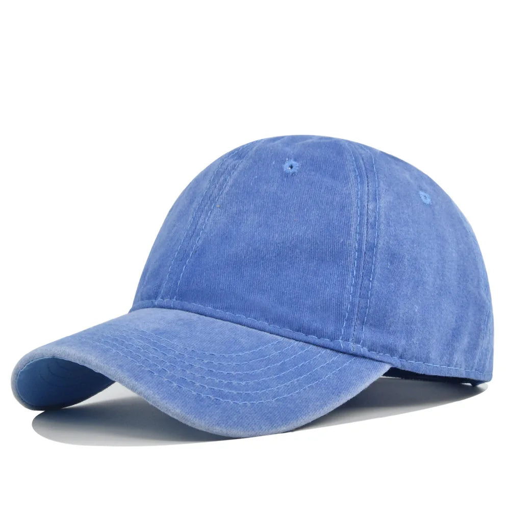 Unisex Retro Washed Cotton Baseball Cap – Solid Color Y2K Hip Hop Snapback Outdoor Sport Hat