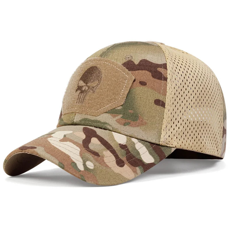 Unisex Camouflage Tactical Baseball Cap – Mesh Breathable Outdoor Fishing Hunting Snapback Hat
