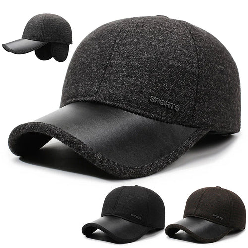 Unisex Winter Baseball Cap with Ear Flaps – Thick Windproof Dad Hat (Warm Ear Protection Outdoor Hat)