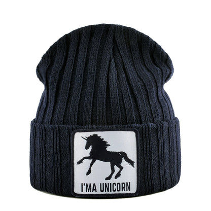 Knitted Skullies Beanie With Animals Patch Men Women Outdoor Casual Sport Hats Autumn Winter Solid Color Hip Hop Beanies
