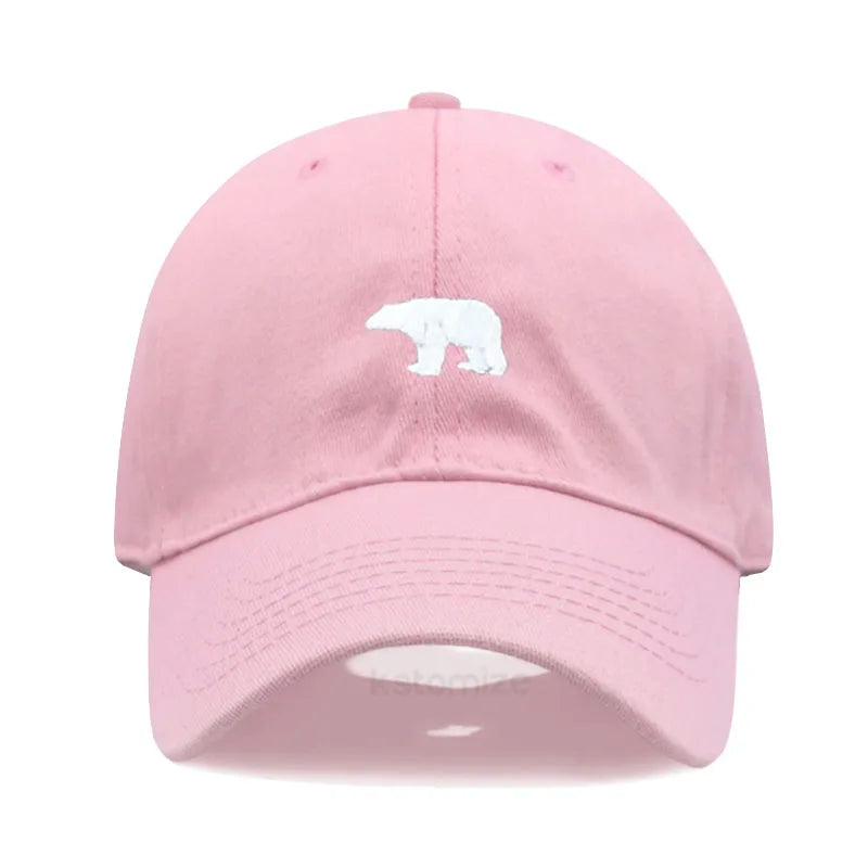 little Bear Embroidery Baseball Cap for Women Men Fashion Adjustable Soft Washed Cotton Dad Hat Unisex Classic Golf Caps