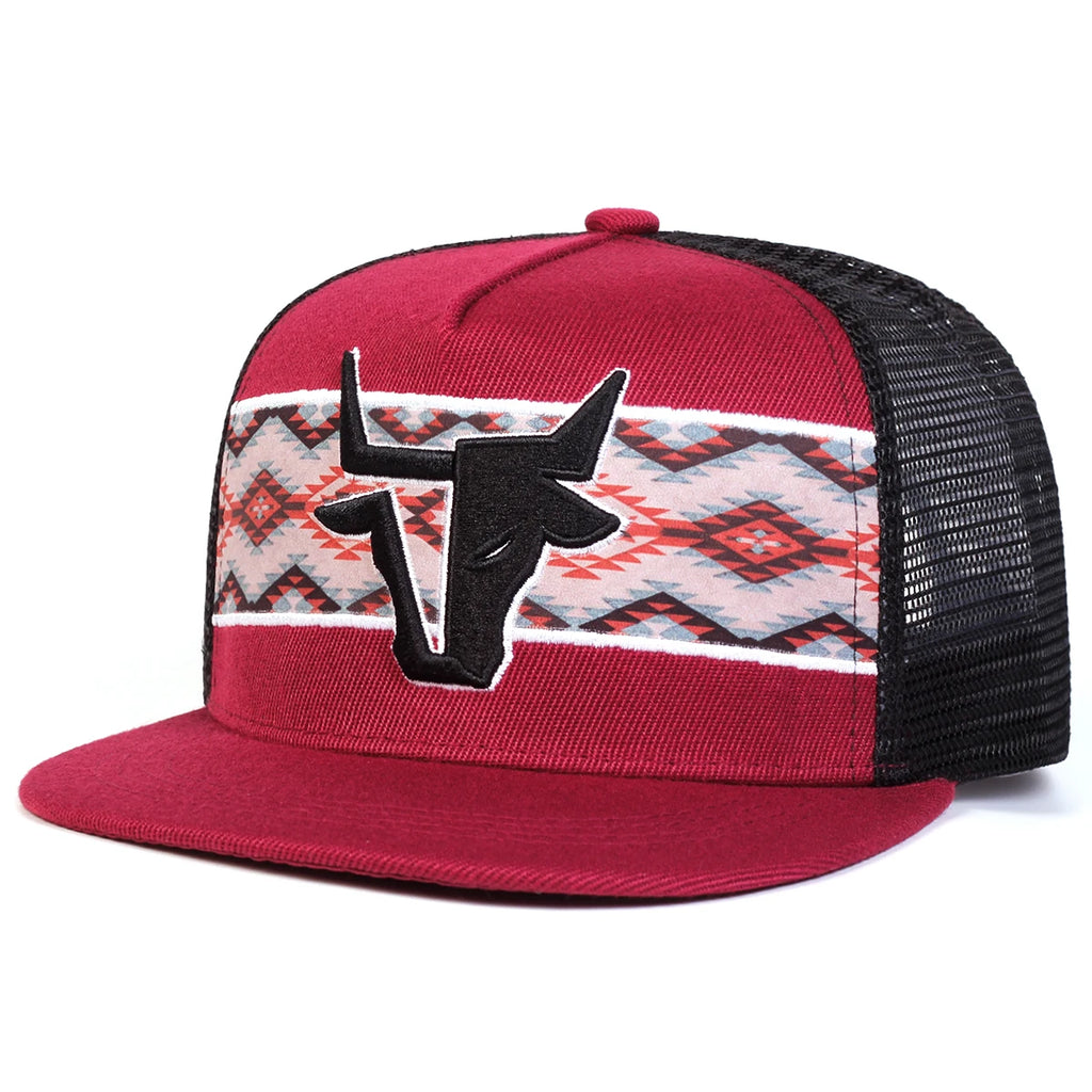 Unisex Personalized Bull Head Embroidery Hip-hop Net Hats Spring Summer Outdoor Adjustable Casual Baseball Caps Sunscreen Hat
