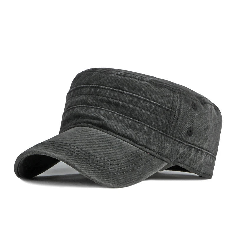 Unisex Short Brim Military Cap – Retro Washed Cotton Sunshade Army Fishing Hat