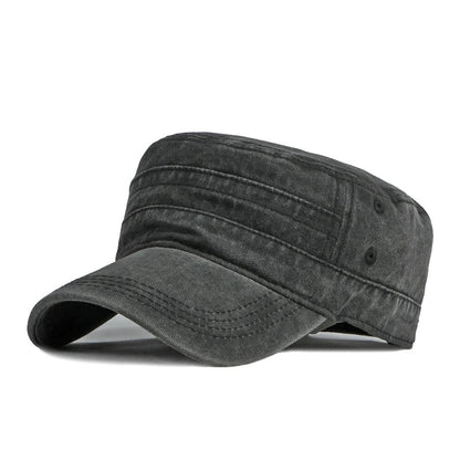 Unisex Short Brim Military Cap – Retro Washed Cotton Sunshade Army Fishing Hat