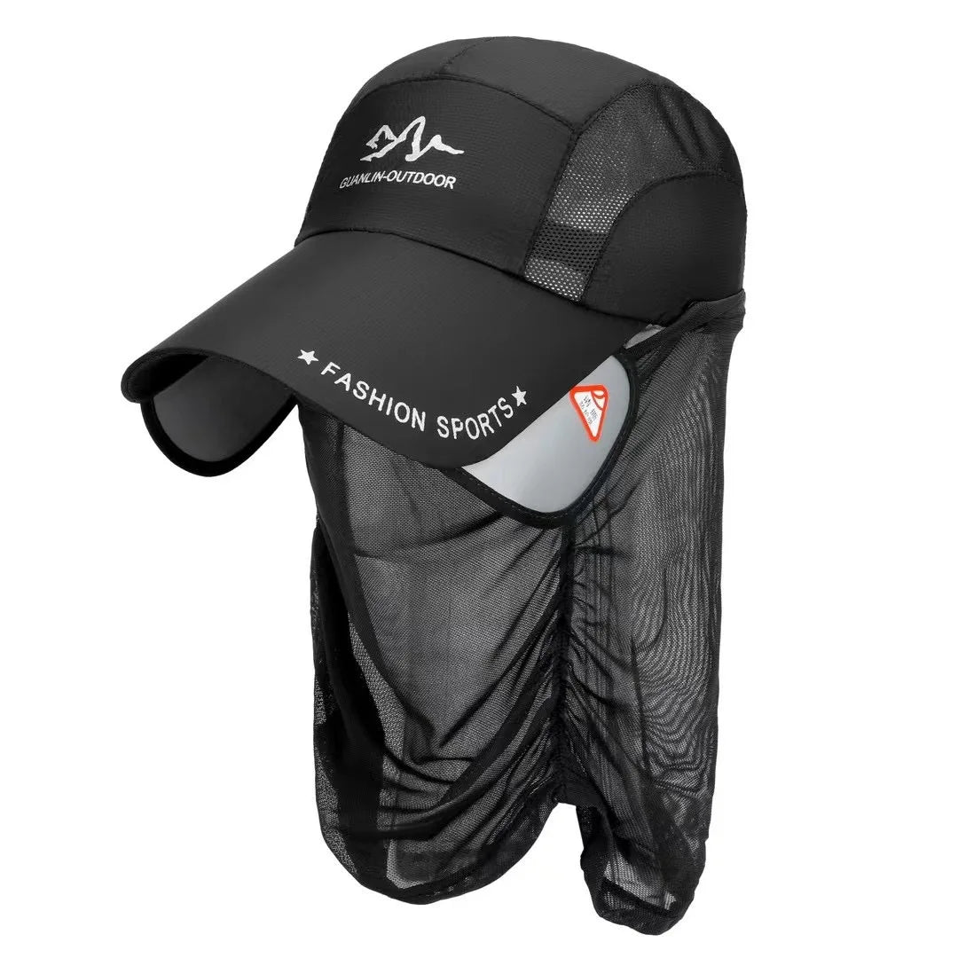 Outdoor Fishing Sunscreen Fishing Hats Long Tongue Men's Summer Breathable Windproof Mesh Awning Peaked Cap Lure Hat