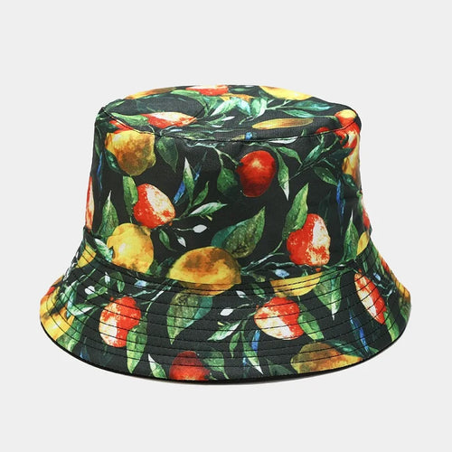 creative fruit pattern bucket hat men's and women's outdoor leisure sunscreen fishing sun hat double-sided beach basin cap