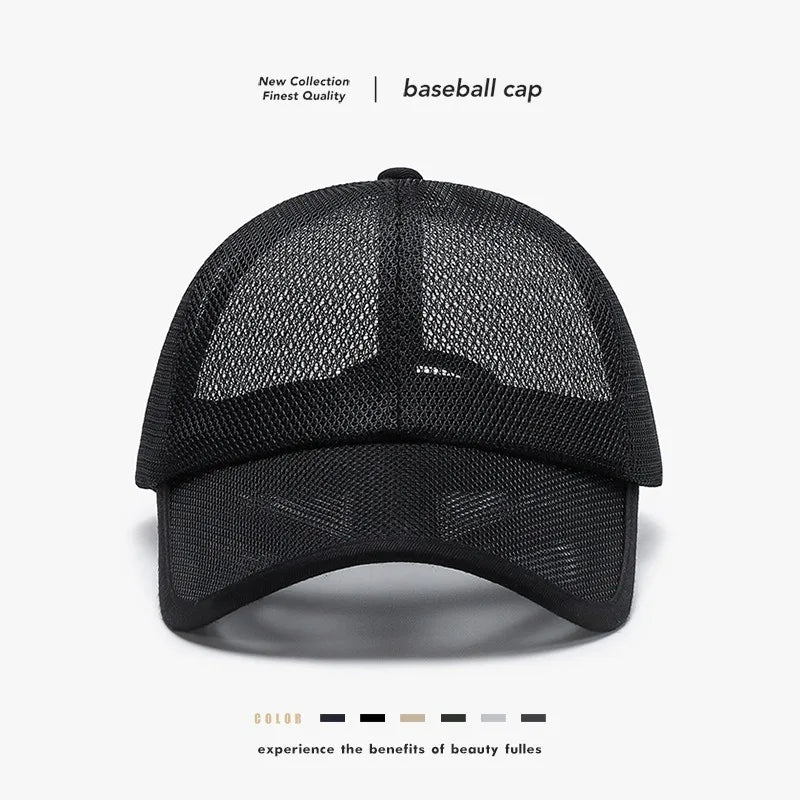 New Summer Breathable Mesh Baseball Cap Men's Hollow Brim Outdoor Sports Sun Protection Women's Sun Hat
