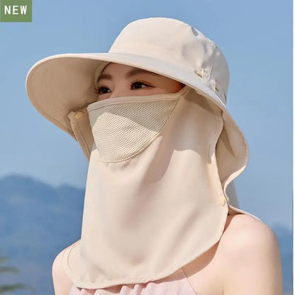 Summer Hats For Women Sun Hat Uv Protection With Mask Shawl Outdoor Sunscreen Bucket Hat Thin Sunhat Casual Sunshade New