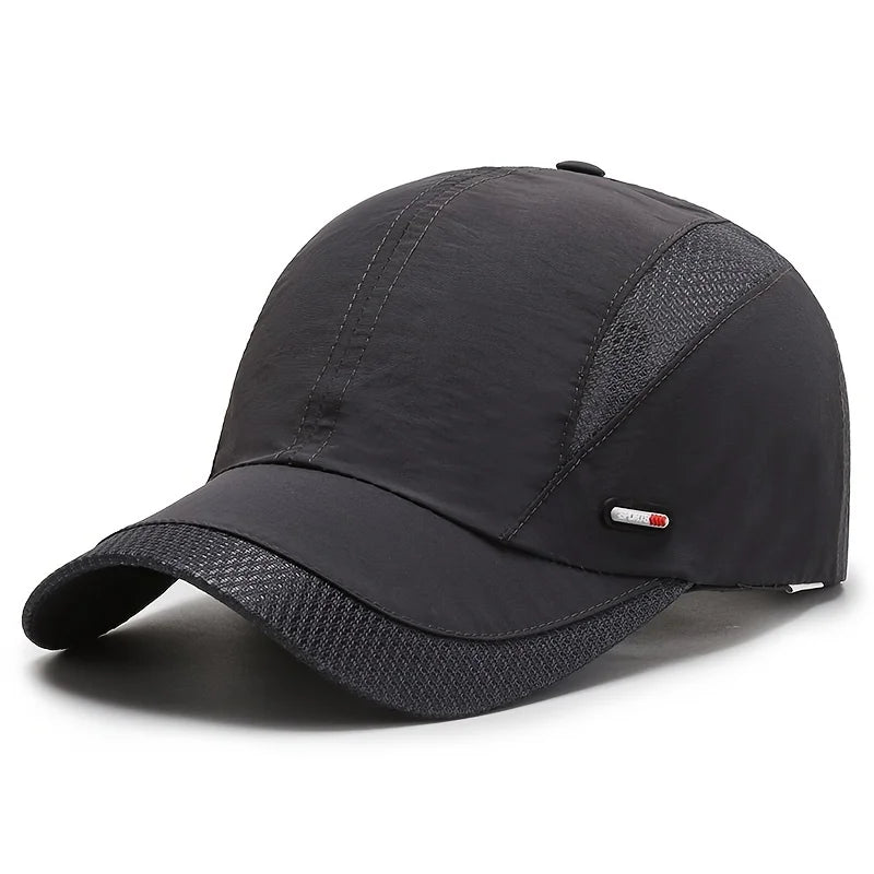 Hat Men'S Spring/Summer Mesh Baseball Cap Quick Dry Wash Large Eave Breathable Visor Outdoor Sports Cap