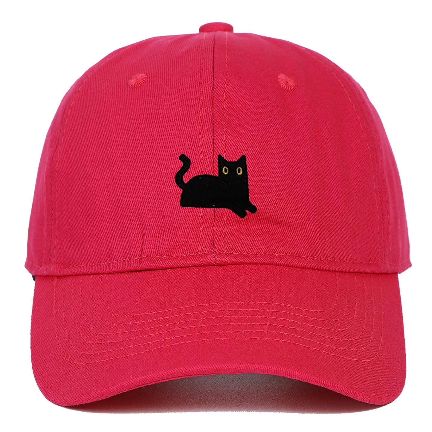 New Cute Cat Embroidery Soft Top Baseball Cap Men and Women Summer Visor Outdoor Hip Hop Dad Hat Black