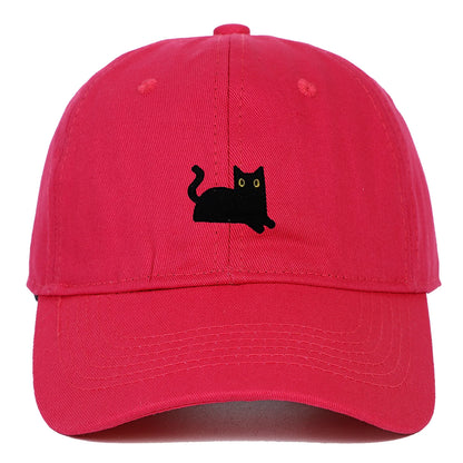New Cute Cat Embroidery Soft Top Baseball Cap Men and Women Summer Visor Outdoor Hip Hop Dad Hat Black