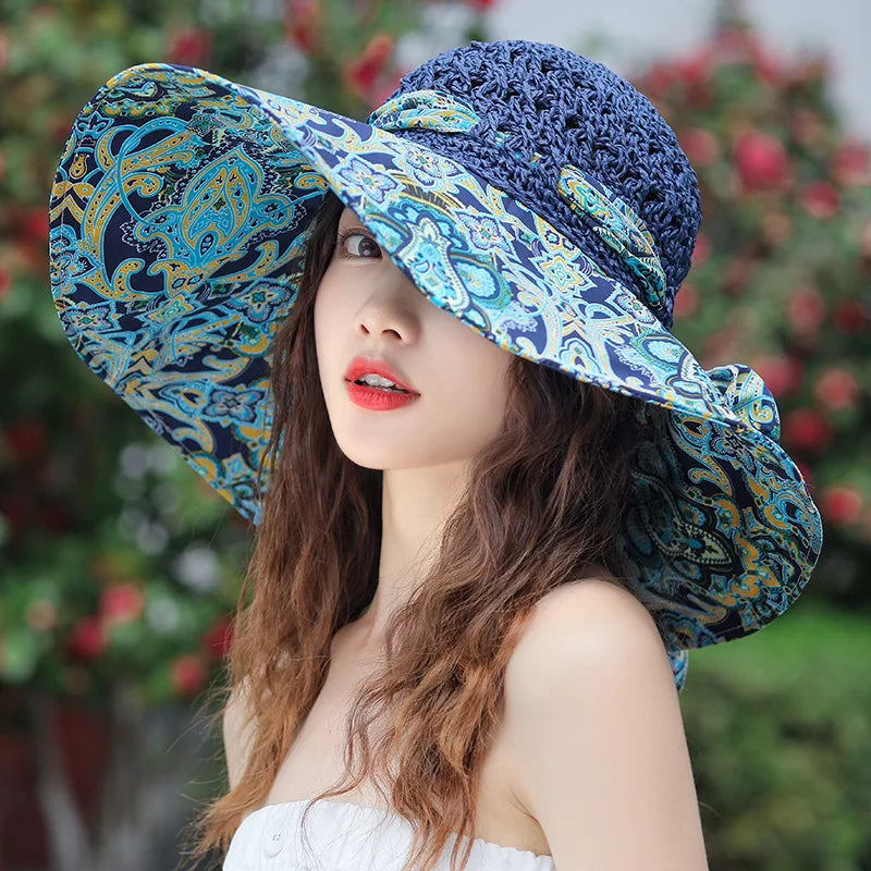 Summer Women's Dayan Sunscreen and Sunshade Fishing Hat Ethnic Style Grass Hat UV Protection Beach Hat