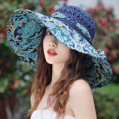 Summer Women's Dayan Sunscreen and Sunshade Fishing Hat Ethnic Style Grass Hat UV Protection Beach Hat