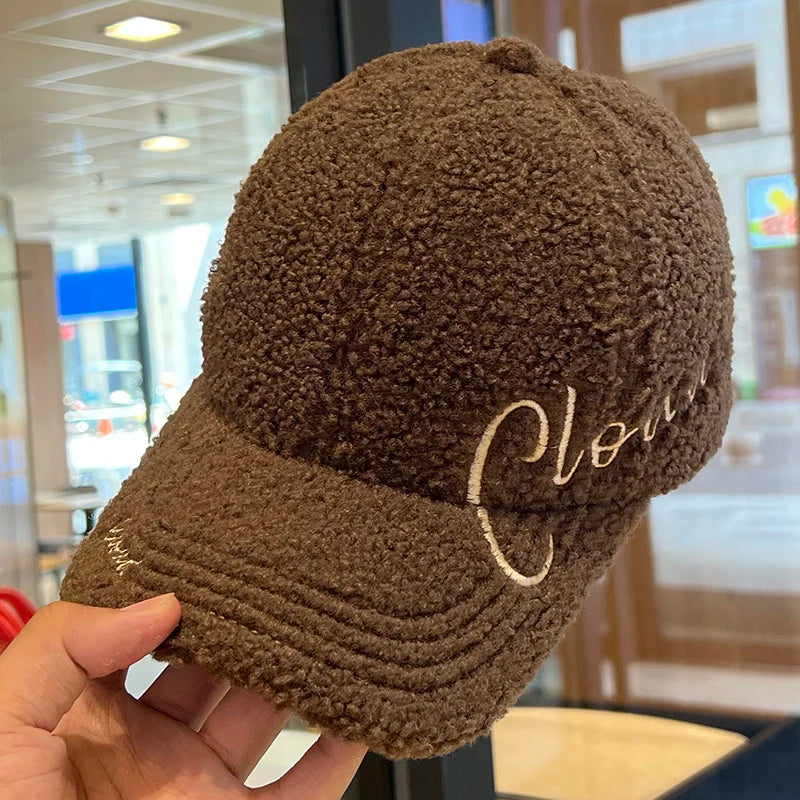 Autumn Winter Embroidery Letter Baseball Cap Cold proof Cap  Men Women Baseball Caps