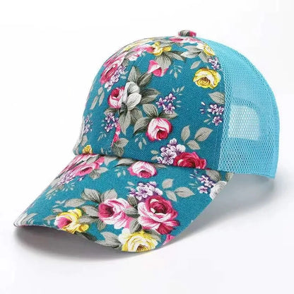 Fashion Women's Summer Cap Floral Print Trucker Hat Outdoor Streetwear Cap Female Baseball Cap With Flowers And Plants Design