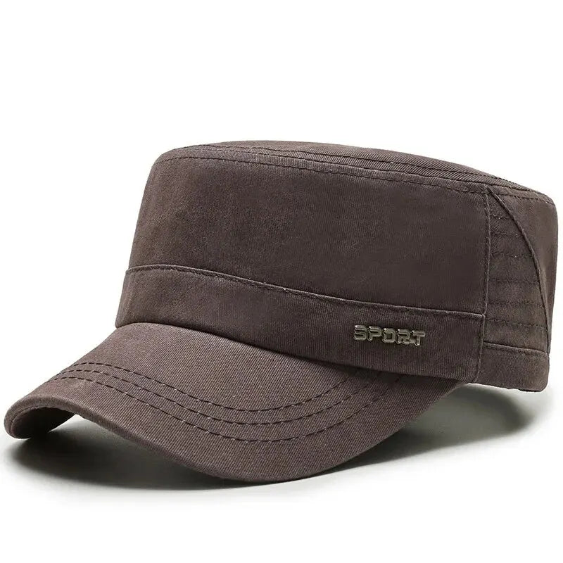 Men’s Military Flat Cap – Simple Casual Duck Tongue Hat for Spring & Autumn