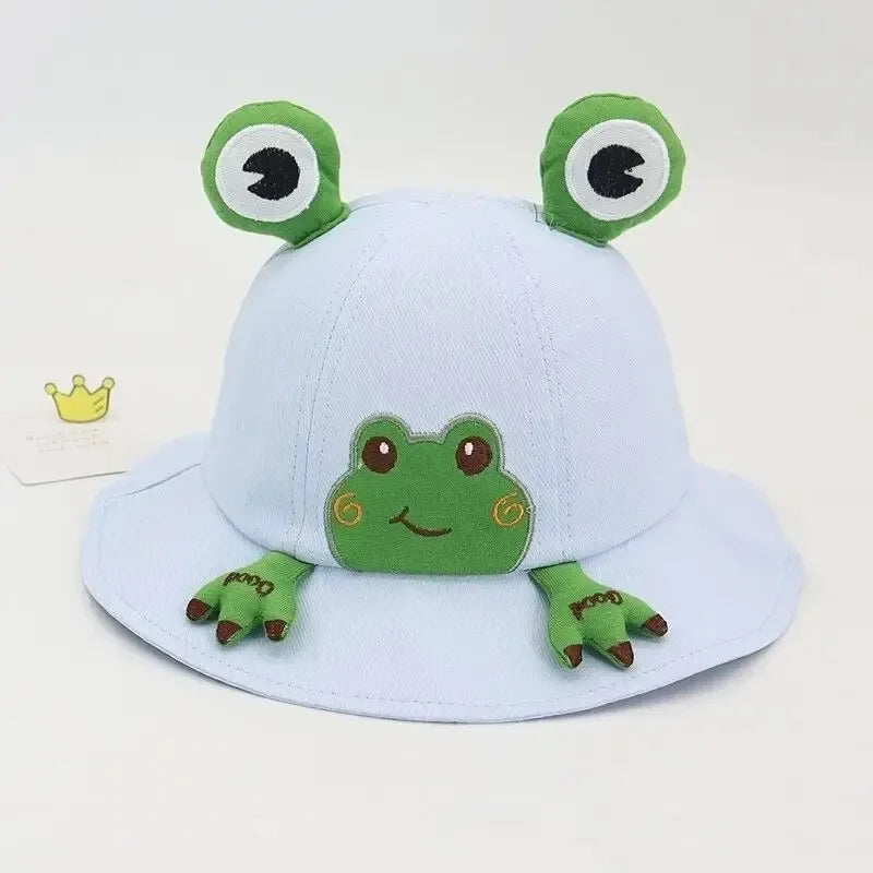Spring Summer Baby Cartoon Frog Bucket Hat Kids Cute Cotton Infant Boys Girls Fisherman Cap Toddler Children Panama Sun Hats