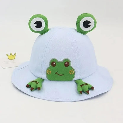 Spring Summer Baby Cartoon Frog Bucket Hat Kids Cute Cotton Infant Boys Girls Fisherman Cap Toddler Children Panama Sun Hats
