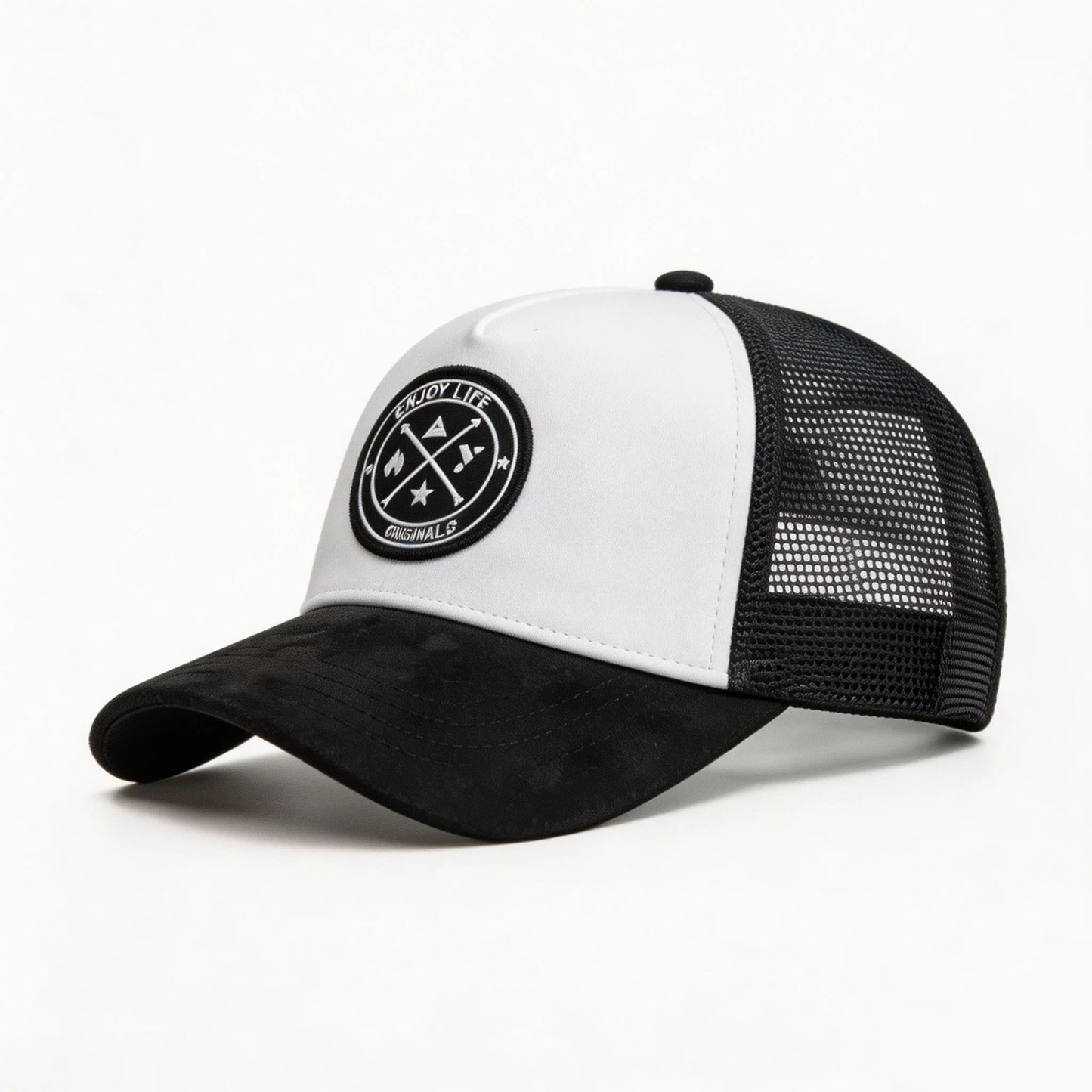 Letter Embroidered Baseball Cap Suede Breathable Mesh Truck Driver Cap Men Women Sun Cap