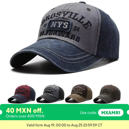 Men’s Washed Baseball Cap – Distressed Cotton Embroidered Casual Sun Hat