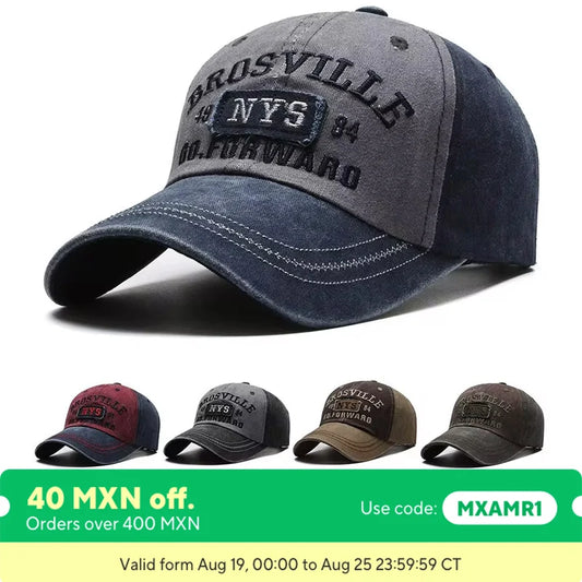 Men’s Washed Baseball Cap – Distressed Cotton Embroidered Casual Sun Hat