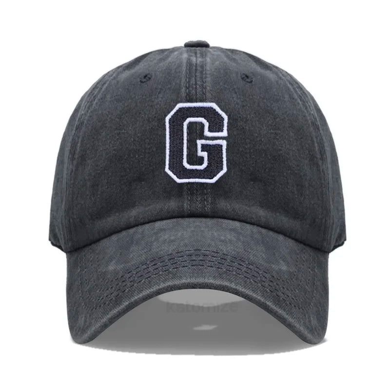 Initial Letter A-Z Embroider Baseball Cap For Men Womne Washed Cotton Dad Hat Fashion Team Sport Visors Snapback Caps