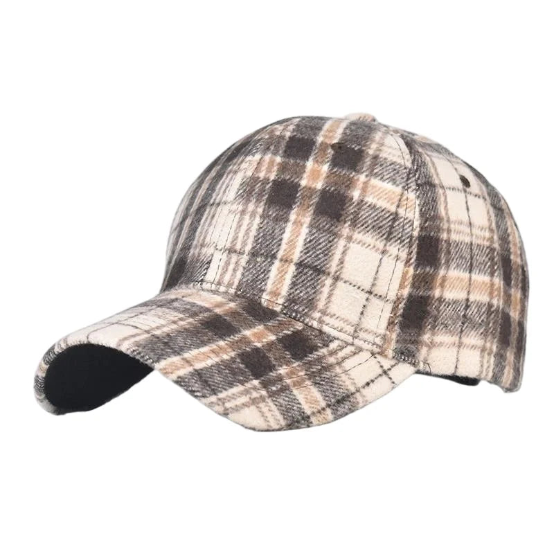 Fall Winter Hat Men's Spring Summer Outdoor Sunscreen Visor Classic Checkered Baseball Cap Hard Top Women's Cap Warm Peaked Cap