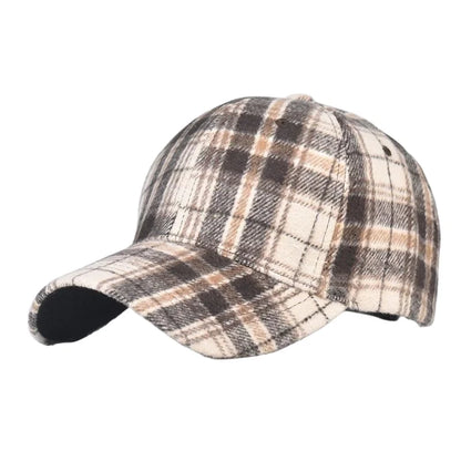 Fall Winter Hat Men's Spring Summer Outdoor Sunscreen Visor Classic Checkered Baseball Cap Hard Top Women's Cap Warm Peaked Cap