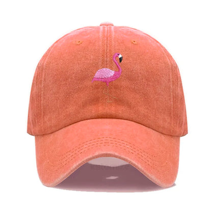 Animal Embroidery Flamingo Baseball Caps for Men Women Retro Soft Washed Cotton Dad Hat Snapback Cap Wholesale Dropshipping
