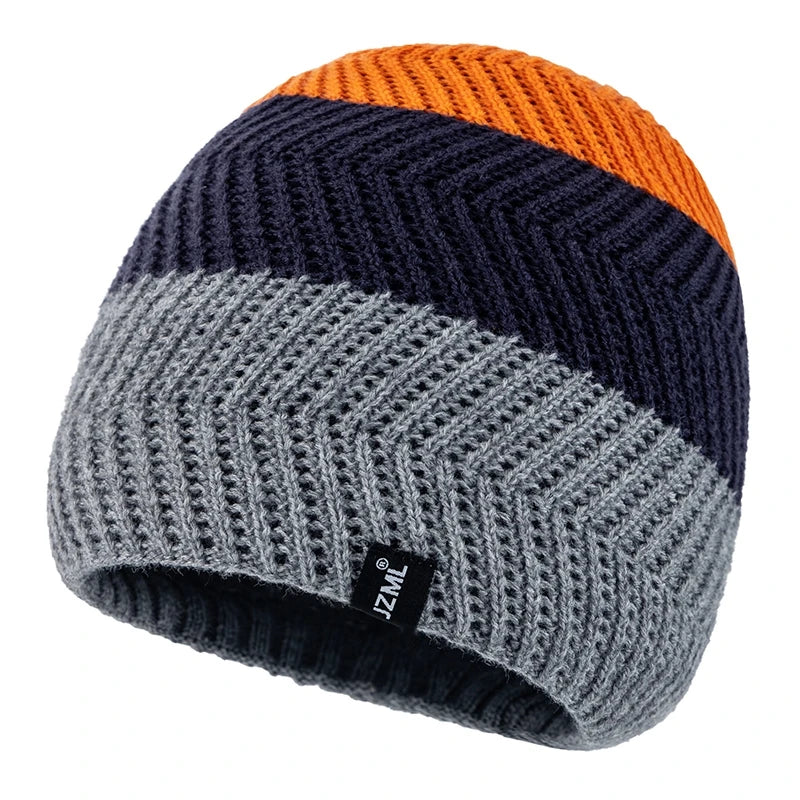 Hot Sale Unisex JZML Letter Label Decor Beanie Hat Casual Colorful Stripes Winter Knitted Hat Daily Life Outdoor Ski Sports Cap