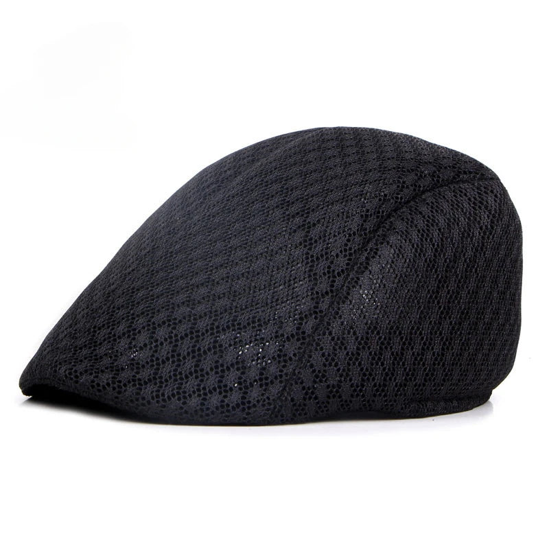 Korean Version of Men's and Women's Berets Solid Color Hollow Mesh Caps Forward Caps Breathable Summer Sun Hats