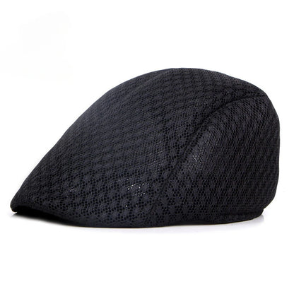 Korean Version of Men's and Women's Berets Solid Color Hollow Mesh Caps Forward Caps Breathable Summer Sun Hats