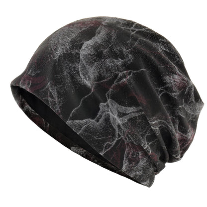 Unisex Chinese-Style Marbled Print Beanie Hat Men Women Loose Style Slouchy Bonntet Cap Spring Autumn Outdoor Casual Sport Hats