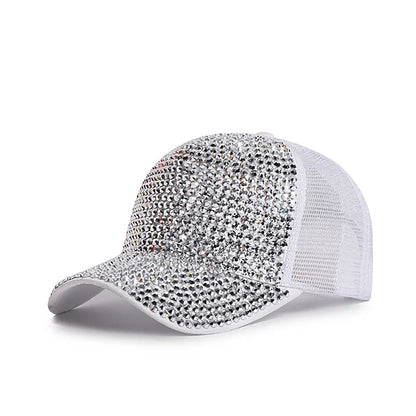 Baseball Cap Women Full Rhinestone Beads Mesh Cap Street Fashion Snapback Hats Casual Party Hip Hop Kpop Dance Cap Men Summer