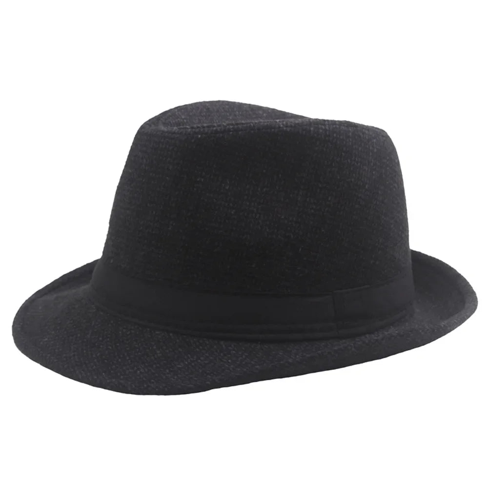 Autumn and Winter New Woolen Jazz Hat Vintage Middle Aged and Elderly Warm and Cold Proof Woolen Wide Brimmed  Grandpa Hat