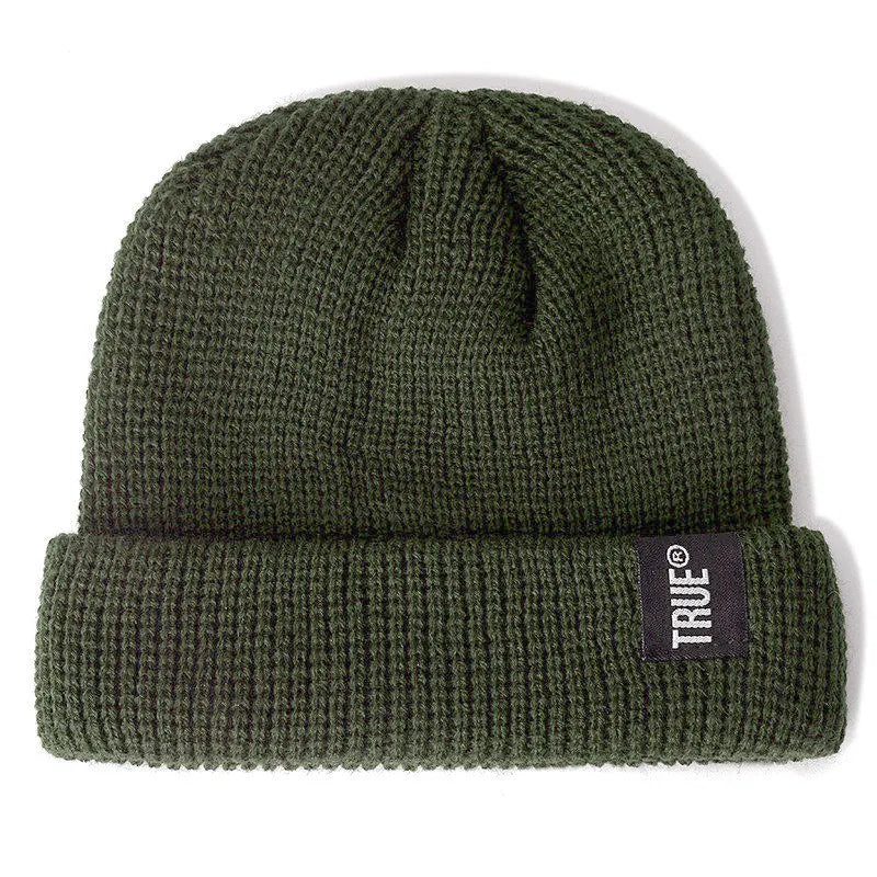 Hot Sale Daily Short Beanie Hat Unisex Sailor Style Winter Hat Men Women Ribbed Knitted Melon Cap True Letter Baggy Skull Hat